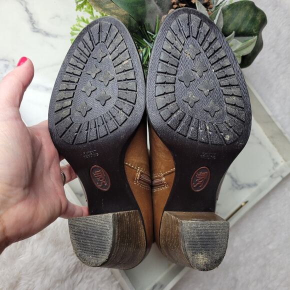 SOFFT By BORN Wyoming Brown Leather Ankle Boots Western Boho Comfort Size 7 - Picture 12 of 13
